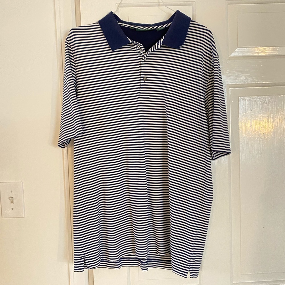 Bobby Jones navy and White Striped Polo Shirt
